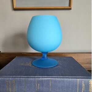 Carlo Moretti Murano Oversize Brandy Snifter/Goblet Satinato Aqua Blue Opaline